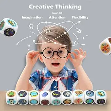 Story Dice Set, 9 Colorful Storytelling Cubes for Early Education, 54 Images Iconic Storytelling Game Dice, Language Expression/Imagination, Family Union/Party/Gifts for Kids/Adults (Orange)