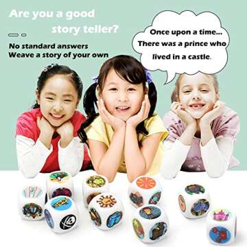 Story Dice Set, 9 Colorful Storytelling Cubes for Early Education, 54 Images Iconic Storytelling Game Dice, Language Expression/Imagination, Family Union/Party/Gifts for Kids/Adults (Orange)