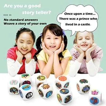 Story Dice Set, 9 Colorful Storytelling Cubes for Early Education, 54 Images Iconic Storytelling Game Dice, Language Expression/Imagination, Family Union/Party/Gifts for Kids/Adults (Orange)