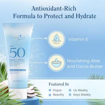 Florida Glow Water Based Sunscreen Lotion SPF 50, 8 OZ Pack of 2 - Florida keys and Hawaii act 104 r...