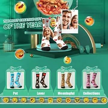 Custom Socks Personalized Funny Face on Socks Cute Customized Photo & Picture Unisex Crew Socks Novelty Gifts for Men Women