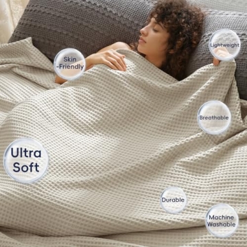 Ultra Soft Waffle Weave Throw Blanket Lightweight Breathable