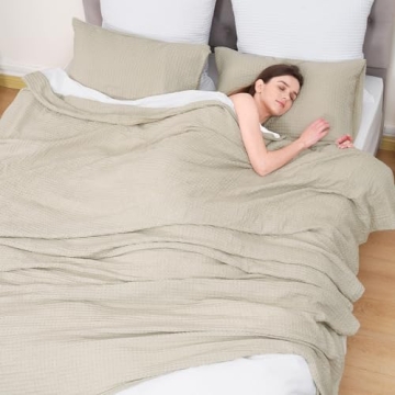 Ultra Soft Waffle Weave Throw Blanket Lightweight Breathable