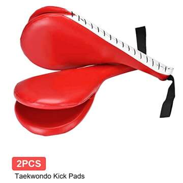 OBTANIM 2 Pack Taekwondo Kick Pads Durable Kickboxing Striking Pad Karate Kicking Target for Martial Arts Training (Red)