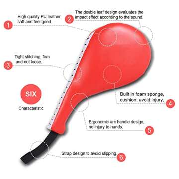 OBTANIM 2 Pack Taekwondo Kick Pads Durable Kickboxing Striking Pad Karate Kicking Target for Martial Arts Training (Red)