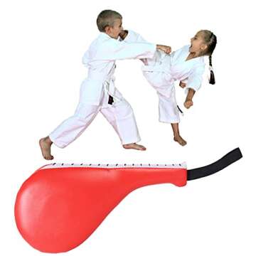 OBTANIM 2 Pack Taekwondo Kick Pads Durable Kickboxing Striking Pad Karate Kicking Target for Martial Arts Training (Red)