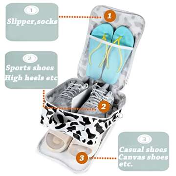 Li‘segarote Shoe Bags for Travel for Women, Holds 3 Pair of Shoes for Travel Portable Shoes Pouch and Daily Use Storage Pouch with Handle
