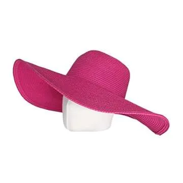 WITHMOONS Straw Hats for Women Floppy Sun Pink Hats Beach Wide Brim Oversized UPF 50 with Strap Summ...