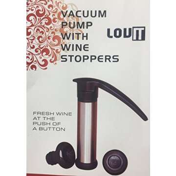 LIQUIDATION SALE LovIT Scientific Stainless Steel Vacuum Wine Saver Pump - Wine Preserver Allows You to Maintain Freshness By Removing Air - Includes 2 Bottle Stoppers