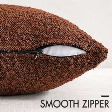 MIULEE Set of 2 Decorative Throw Pillow Covers 18 x 18 Inch Rust Pillowcases Textured Boucle Square Sofa Couch Pillow Home Decor for Living Room Woven Modern Cushion Cases