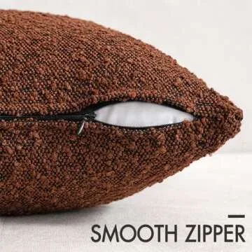 MIULEE Set of 2 Decorative Throw Pillow Covers 18 x 18 Inch Rust Pillowcases Textured Boucle Square Sofa Couch Pillow Home Decor for Living Room Woven Modern Cushion Cases