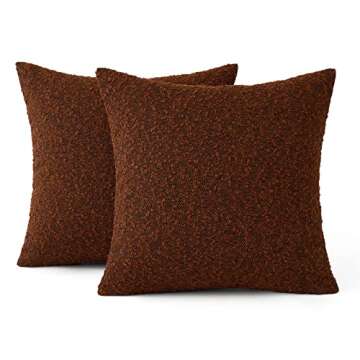 MIULEE Set of 2 Decorative Throw Pillow Covers 18 x 18 Inch Rust Pillowcases Textured Boucle Square Sofa Couch Pillow Home Decor for Living Room Woven Modern Cushion Cases