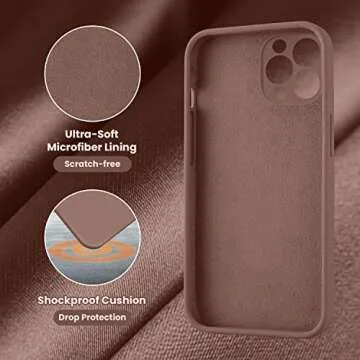 Cordking Designed for iPhone 13 Pro Case, Silicone Full Cover [Enhanced Camera Protection] Shockproof Protective Phone Case with [Soft Anti-Scratch Microfiber Lining], 6.1 inch, Light Brown