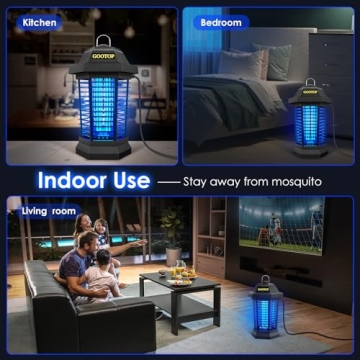 Bug Zapper Outdoor, Mosquito Zapper Outdoor, Electric Fly Zapper, Bug Zapper, Mosquito Killer, Fly Traps, 3 Prong Plug, Flying Insects Zapper Indoor Outdoor 90-130V, 4200V, ABS Plastic Outer (Black)