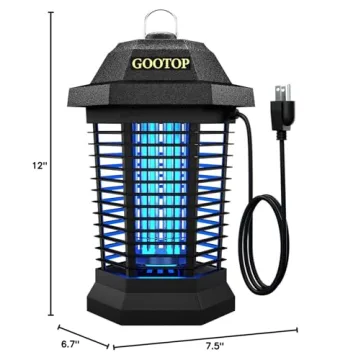 Bug Zapper Outdoor, Mosquito Zapper Outdoor, Electric Fly Zapper, Bug Zapper, Mosquito Killer, Fly Traps, 3 Prong Plug, Flying Insects Zapper Indoor Outdoor 90-130V, 4200V, ABS Plastic Outer (Black)