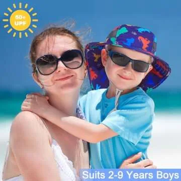 Kids Sun Hat UV Protection Unicorn Summer Beach Play Hats Wide Brim Neck Flap for Girls Boys 2-9 Years