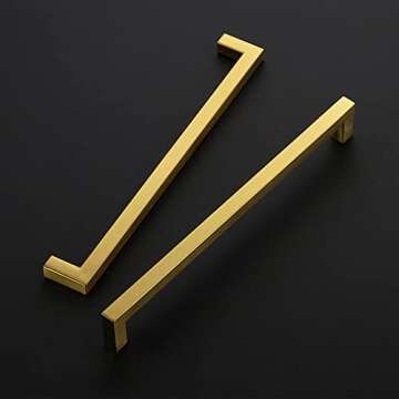 Ravinte 5 Pack 10 Inch Kitchen Square Cabinet Handles Cabinet Pulls Brushed Brass Drawer Pulls Kitch...