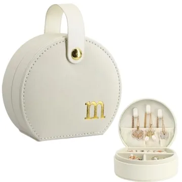 Elegant Travel Jewelry Case - Personalizable Gold Monogram Organizer