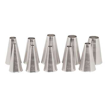Ateco 810 - 10 Piece Plain Tube Set, Stainless Steel Pastry Tips, Sizes 0 - 9