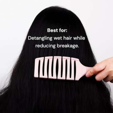 L'ANGE HAIR Siena Flexi Curved Vented Hair Brush | Detangle Brush with Nylon Bristles | Best Brush for Tangles and Knots | Ideal Brush for Men and women | Flexible Vented Brush for Airflow (Blush)