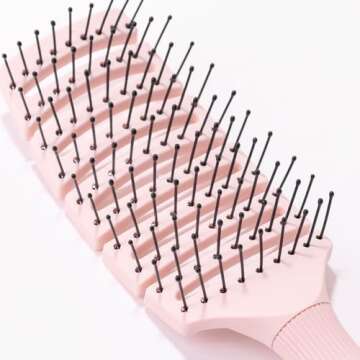 L'ANGE HAIR Siena Flexi Curved Vented Hair Brush | Detangle Brush with Nylon Bristles | Best Brush for Tangles and Knots | Ideal Brush for Men and women | Flexible Vented Brush for Airflow (Blush)
