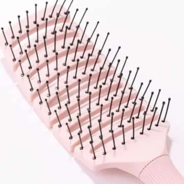 L'ANGE HAIR Siena Flexi Curved Vented Hair Brush | Detangle Brush with Nylon Bristles | Best Brush for Tangles and Knots | Ideal Brush for Men and women | Flexible Vented Brush for Airflow (Blush)