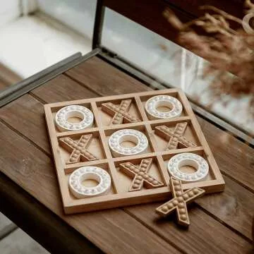 Rustic Wooden Tic Tac Toe Game - Family Fun & Decor