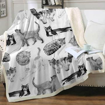 Sleepwish Cat Fleece Throw Blanket Girls Kids Cute Animals Pet Sherpa Blanket for Bed Couch Chair Su...