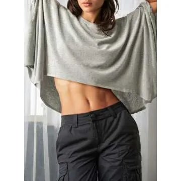 Dokotoo Summer Shirts for Women Plus Size Crop Womens Tops Trendy Cute Ladies Fashion 2025 Spring Workout Clothes Oversized Tshirts Casual Solid Blouses T-Shirts Beach Outfits Women Graphic Tees