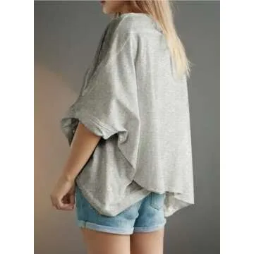 Dokotoo Summer Shirts for Women Plus Size Crop Womens Tops Trendy Cute Ladies Fashion 2025 Spring Workout Clothes Oversized Tshirts Casual Solid Blouses T-Shirts Beach Outfits Women Graphic Tees