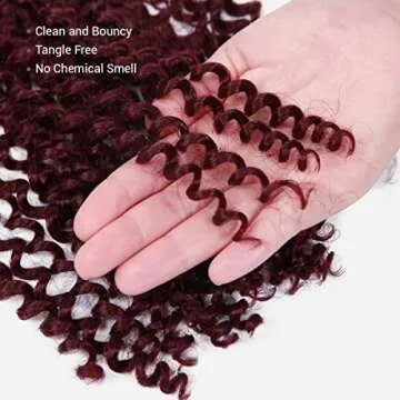 AU-THEN-TIC Water Wave Crochet Braids Hair, 22 Inch, 2 Packs, Synthetic Extensions for Passion Twists, Butterfly Locs, and Bohemian Styles, (99J, Plum Red)