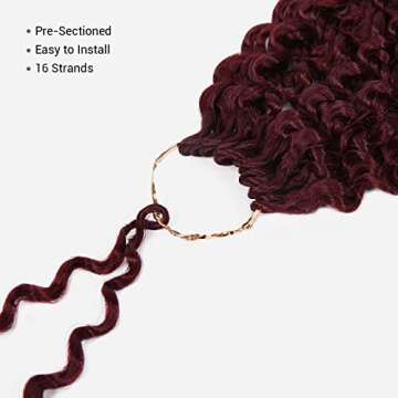 AU-THEN-TIC Water Wave Crochet Braids Hair, 22 Inch, 2 Packs, Synthetic Extensions for Passion Twists, Butterfly Locs, and Bohemian Styles, (99J, Plum Red)