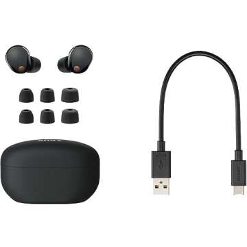Sony WF-1000X The Best Truly Wireless Bluetooth Noise Canceling Earbuds Headphones with Alexa Built in Bundle with Deco Gear Case
