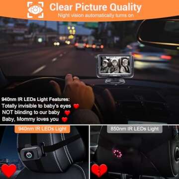 Rohent Baby Car Camera - HD 1080P Rear-Facing Monitor