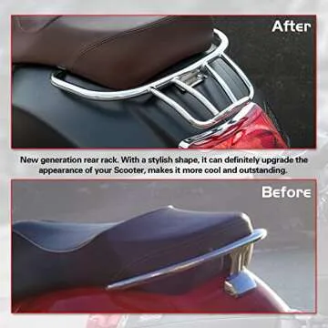 Lorababer Motorcycle Rear Sports Luggage Rack Shelf Hand Rail Armrest Compatible with P.iaggio Vespa GTS300 GTS250 GTV300 GTS 300 250 GTV 300 2008-2022 Cargo Carrier Bracket (Black)