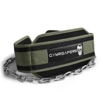 Gymreapers Dip Belt With Chain For Weightlifting, Pull Ups, Dips - Heavy Duty Steel Chain For Added Weight Training (Ranger Green)