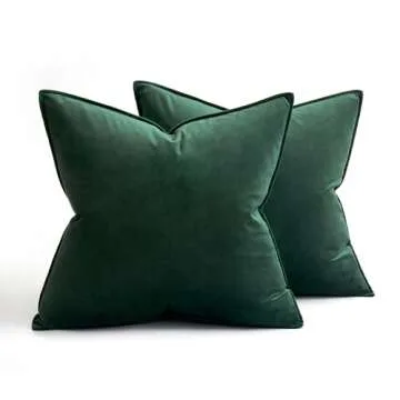 Soft Army Green Velvet Pillow Covers Set of 2 for Home Decor