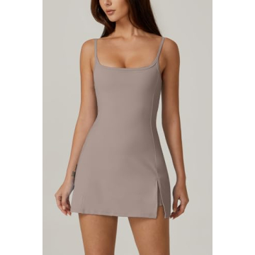 QINSEN Womens Sleeveless Tennis Dress with Built-in Shorts