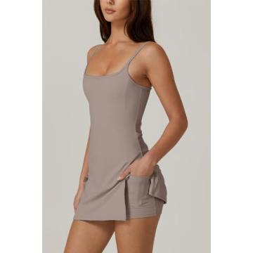 QINSEN Womens Sleeveless Tennis Dress with Built-in Shorts