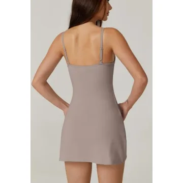 QINSEN Womens Sleeveless Tennis Dress with Built-in Shorts