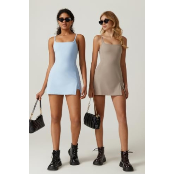 QINSEN Womens Sleeveless Tennis Dress with Built-in Shorts