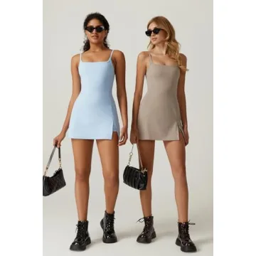 QINSEN Womens Sleeveless Tennis Dress with Built-in Shorts