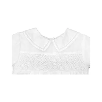 Petit Ami Baby Boys' Romper with Smocking and Faggoting, 6 Months, White