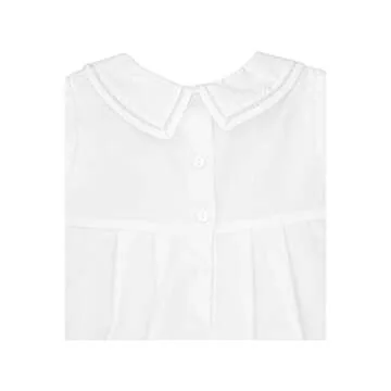 Petit Ami Baby Boys' Romper with Smocking and Faggoting, 6 Months, White