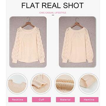 SHEWIN Womens Casual Long Sleeve Crewneck Knit Sweater Soft Lightweight Knit Pullover Tops Oversized Fall Sweaters for Women 2024,US 18-20(2XL),Apricot