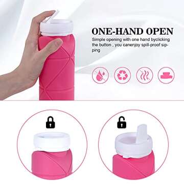 SPECIAL MADE Collapsible Water Bottles Cups Leakproof Valve Reusable BPA Free Silicone Foldable Travel Water Bottle Cup for Gym Camping Hiking Travel Sports Lightweight Durable (Type2 Blue+Pink)