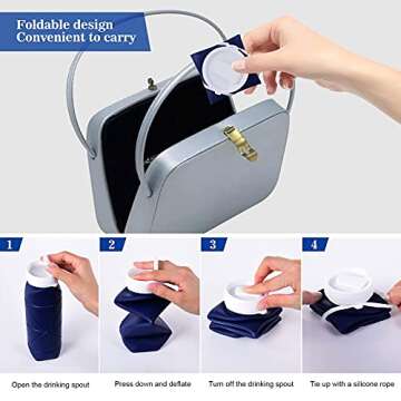 SPECIAL MADE Collapsible Water Bottles Cups Leakproof Valve Reusable BPA Free Silicone Foldable Travel Water Bottle Cup for Gym Camping Hiking Travel Sports Lightweight Durable (Type2 Blue+Pink)