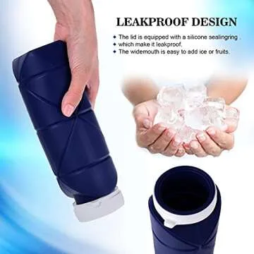 SPECIAL MADE Collapsible Water Bottles Cups Leakproof Valve Reusable BPA Free Silicone Foldable Travel Water Bottle Cup for Gym Camping Hiking Travel Sports Lightweight Durable (Type2 Blue+Pink)