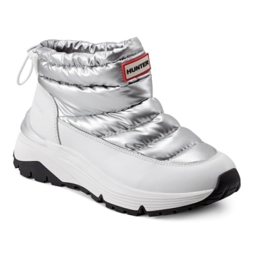 Hunter Women's Anne Ankle Boot, Silver, Comfort Footbed, Adjustable Fit