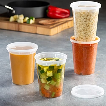 Zeml 32 oz Deli Food Containers with Leak-proof Lids